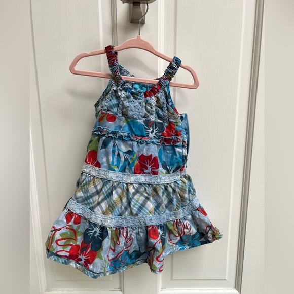 The Children’s Place 24M Patriotic Blue and Red Hibiscus Sun Dress - Picture 2 of 4